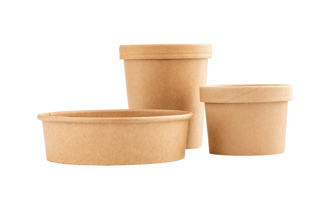 Paper food container with plastic lid